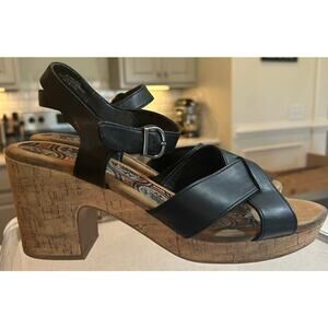 b.o.c. Black Chunky Heel Cork Platform Sandals - Women's 11M